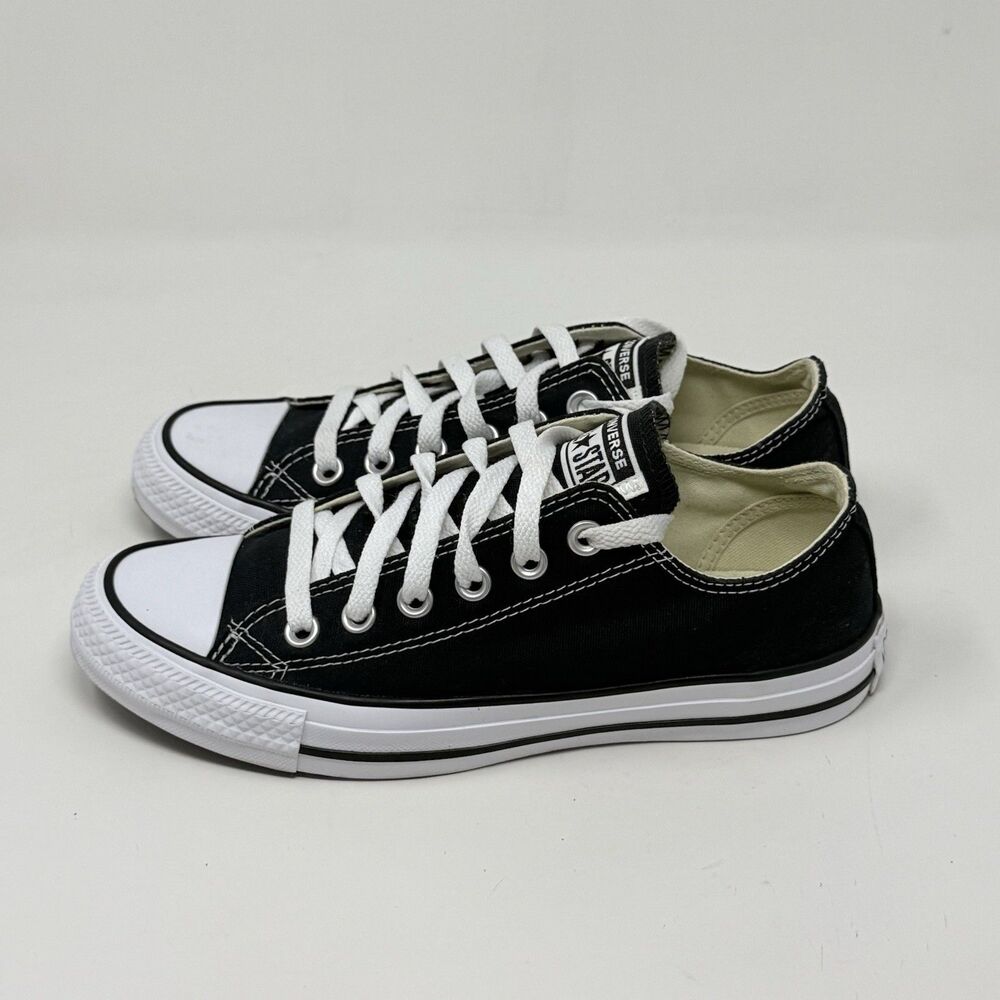 Converse All Star Sneakers Womens 7 Black Canvas Low Top Preppy Grunge Shoes - Picture 4 of 16